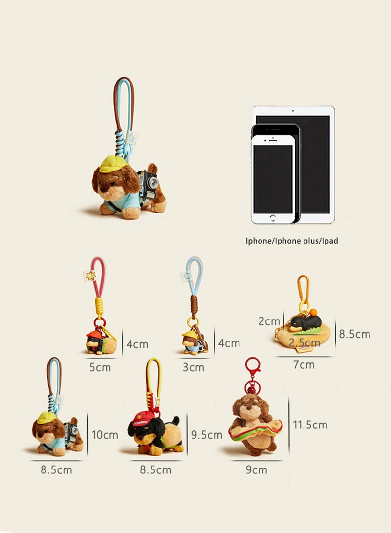 Cute Puppy Plush Pendant, Niche Hamburger Sausage Dog Plush Keychain, Creative Bag Decoration Pendant (Hamburger Sausage - Brown) - Image 2